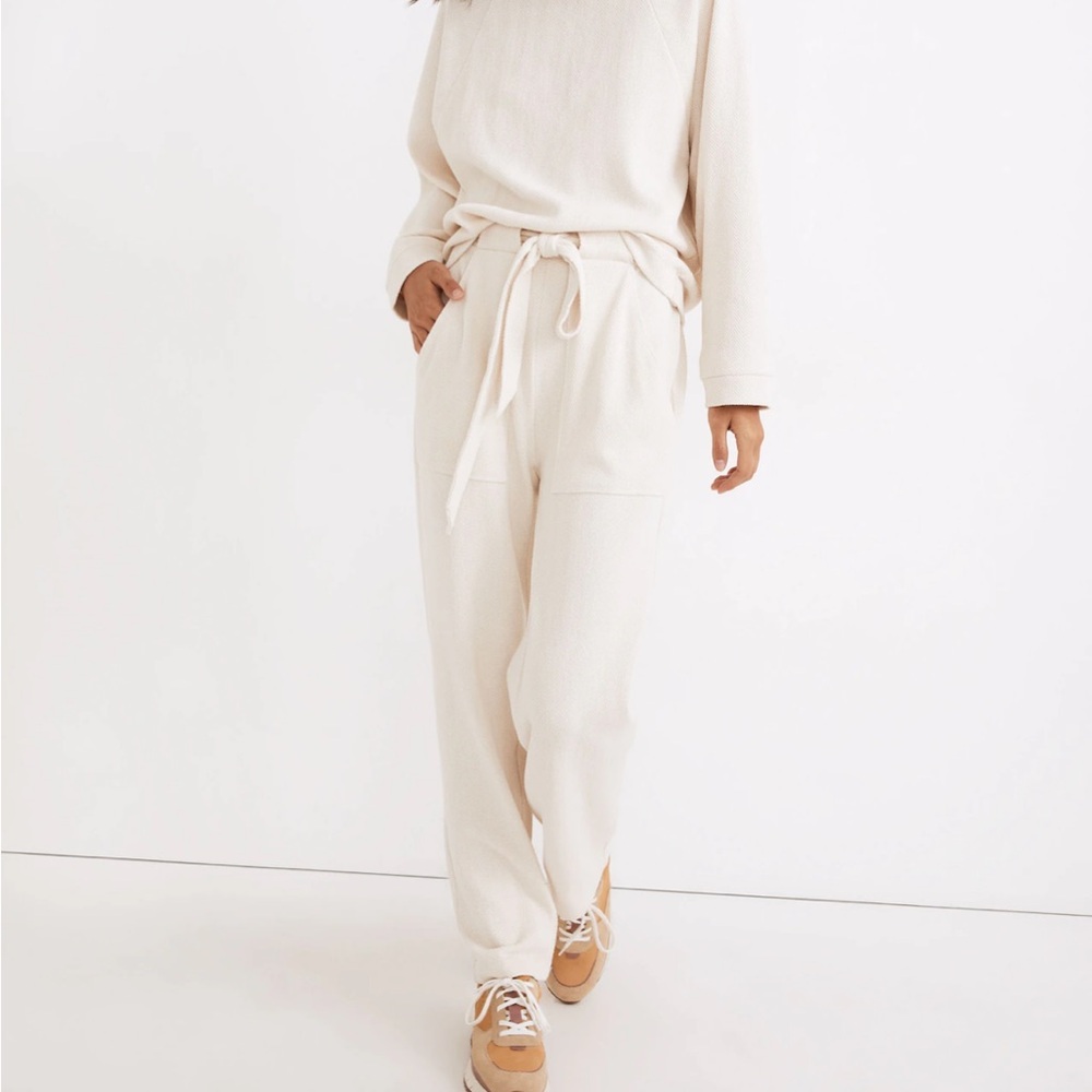 Madewell Brushed Herringbone Tie-Waist Sweatpants